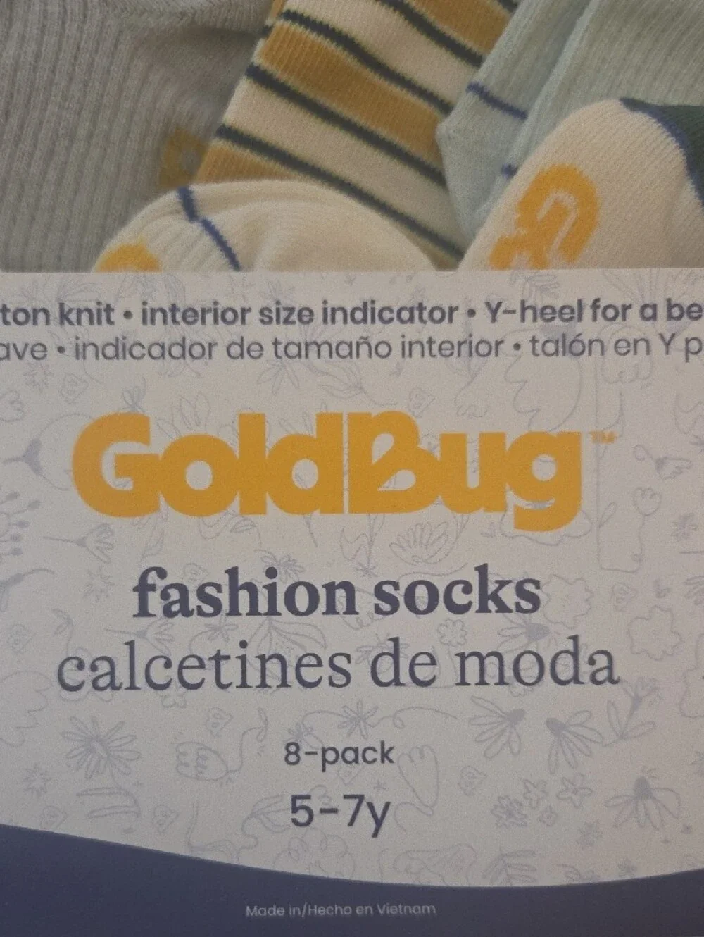 GoldBug Boys' Fashion Crew Socks 8-Pack in Green, Navy & Cream